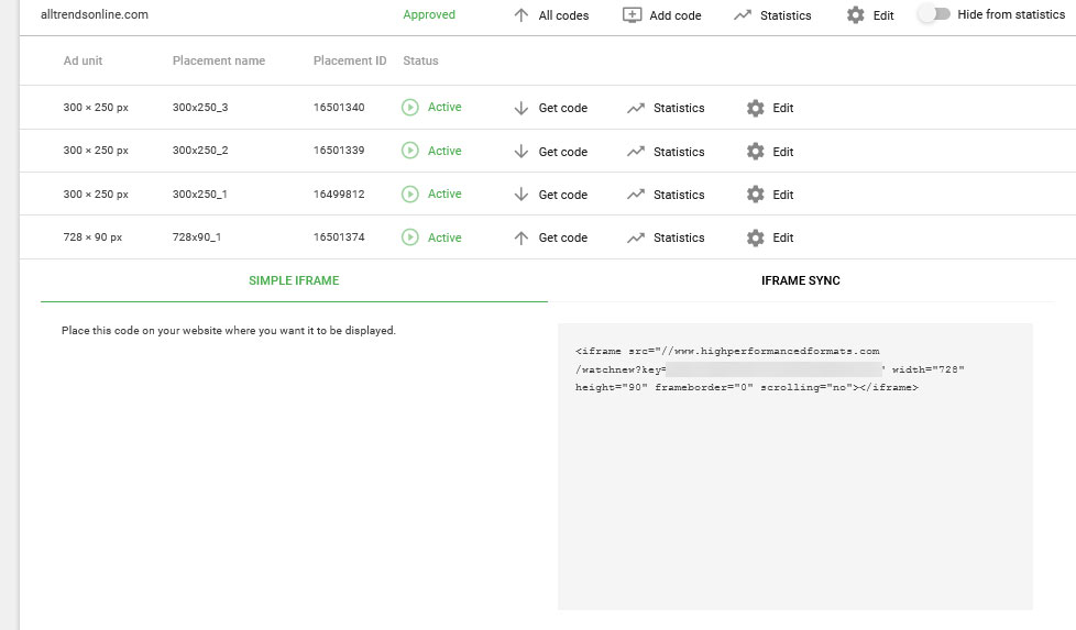 iframe ad codes