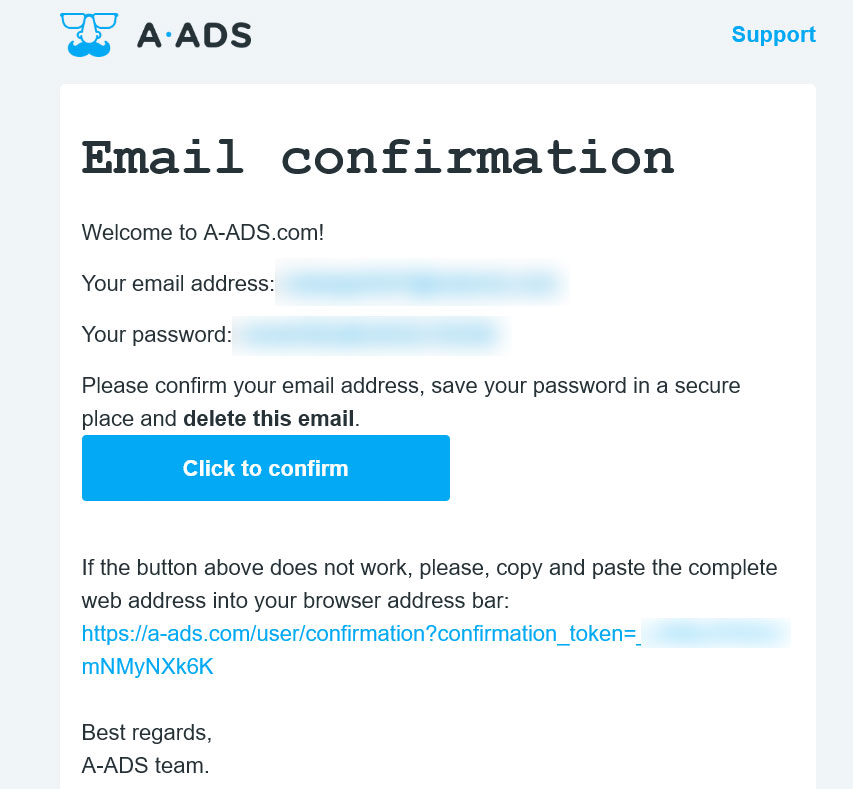 a-ads email confirmation
