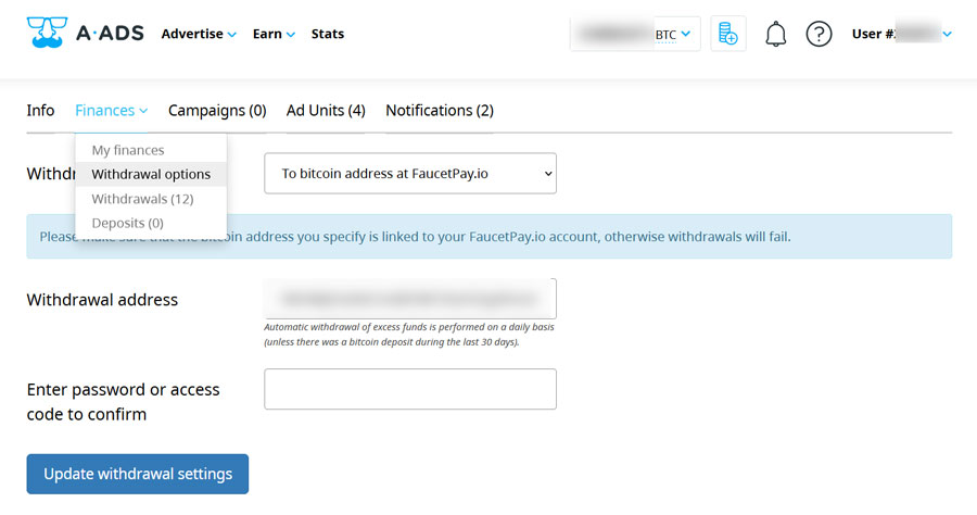 withdrawal options