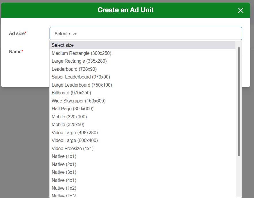 pubfuture ad formats available