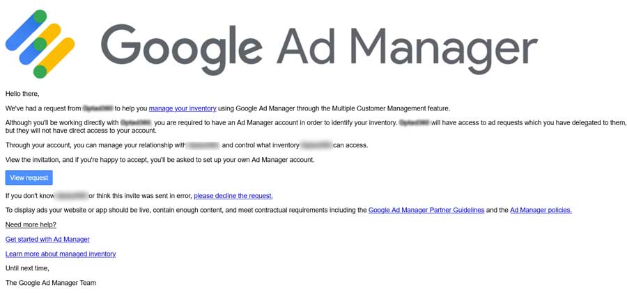 google-ad-manager-mcm request email