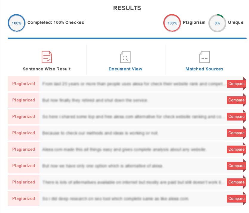 smallseotools plagiarism results