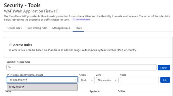 cloudflare block ip