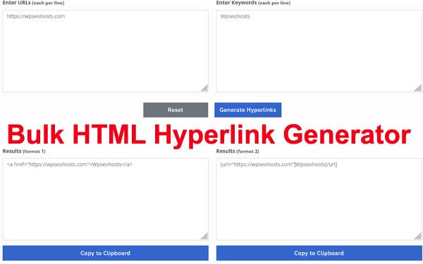 HTML Hyperlink generator , bulk hyperlink generator in html , hyperlink generator in bulk